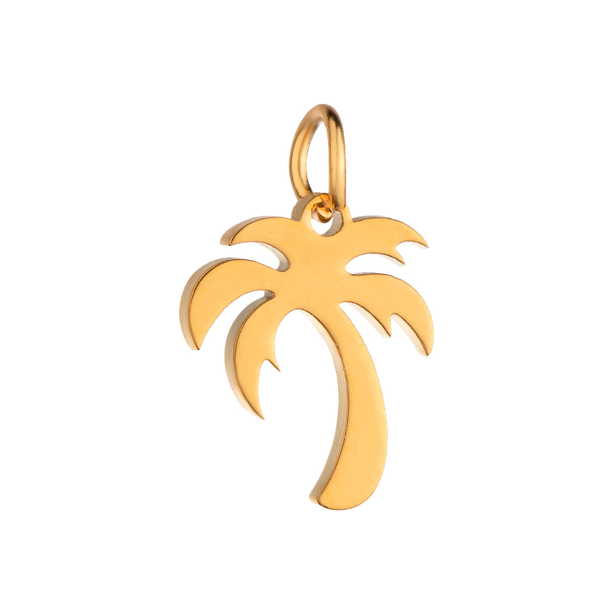 Gold color / 1 Piece Simple Series Coconut Tree Shape Stainless Steel 18K Gold Color Plated Women's Pendants 